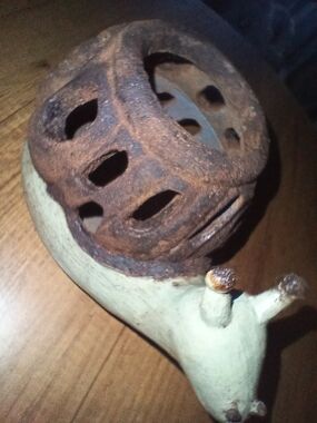 Upcycled Snail Art, Textured Fake Rust Hand Painted One Of A Kind
